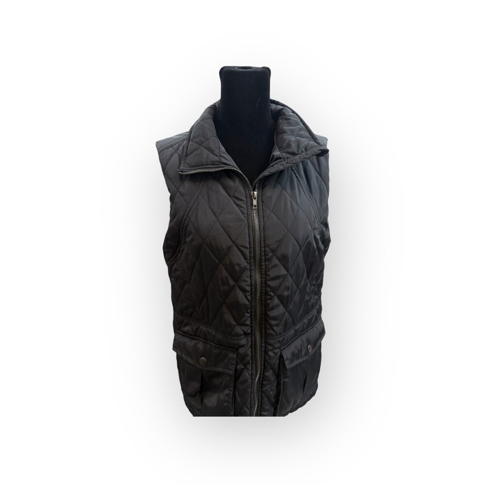 Thread and Supply Full Zip Quilted Vest Womens M Sleeveless Blue Warm Outerwear